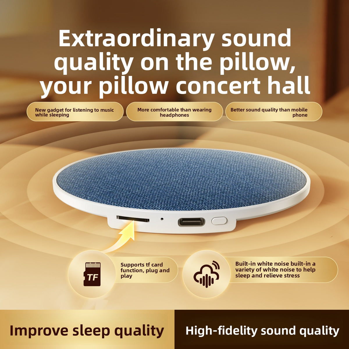 Ultra-Thin Bluetooth Sleep Sound Machine with White Noise