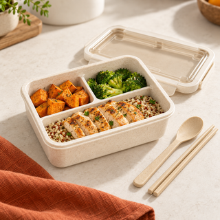 Meal Prep Lunch Box Set with Dividers & Cutlery